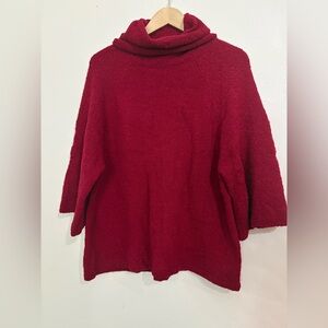 Eileen Fisher Wool Red Turtle Neck Sweater Size XS
